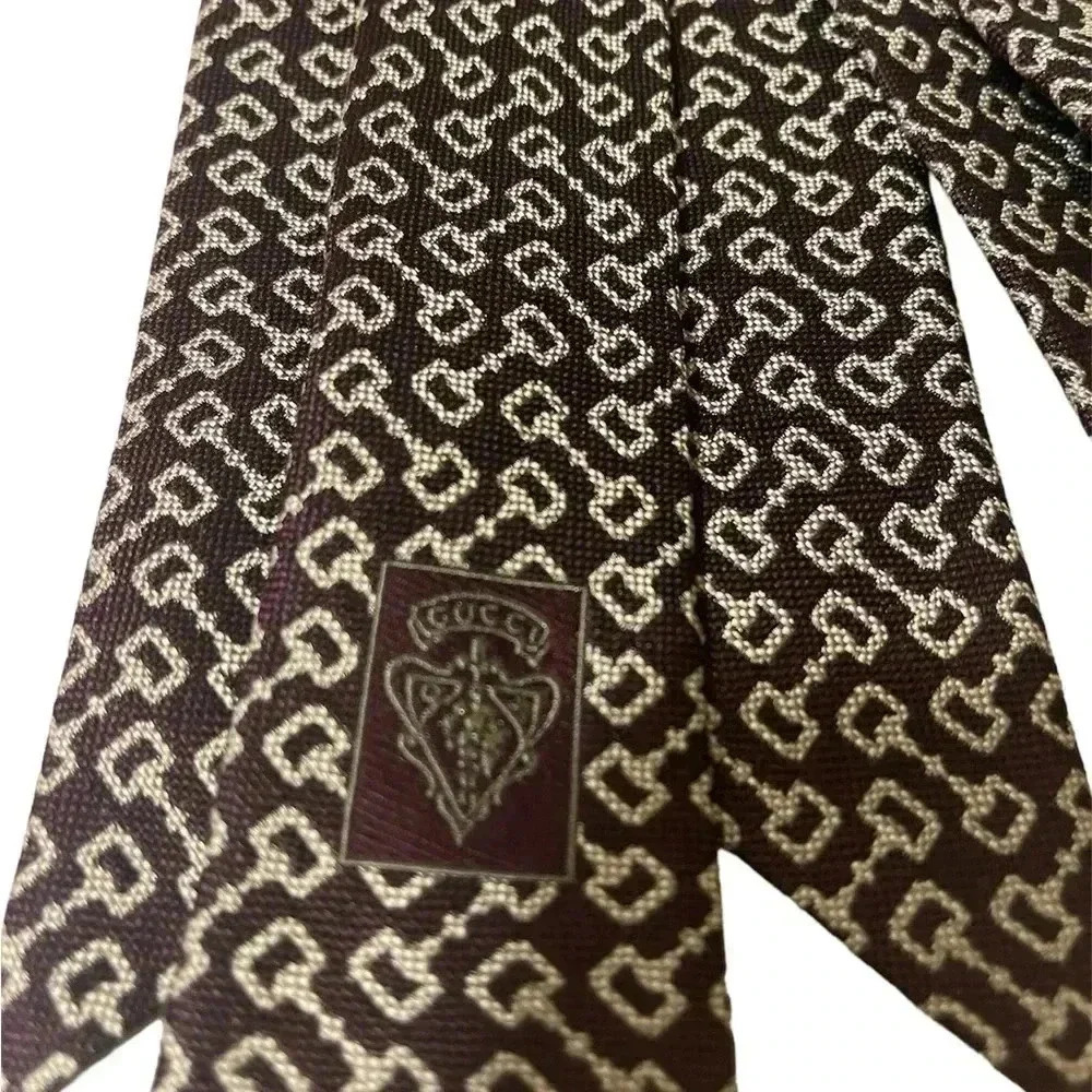 Gucci Horsebit silk jacquard tie in new conditions - Picture 7 of 10